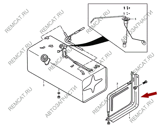 На схеме изображен кронштейн крепления топливного бака JMC 1052, 1101011A3