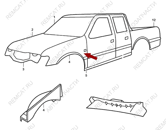 На схеме изображено крыло переднее JMC Baodian – правое, T840320107