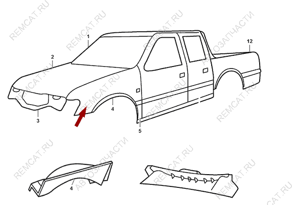 На схеме изображено крыло переднее JMC Baodian – левое, T840310107