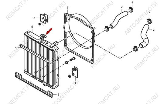 На схеме изображена крышка радиатора JMC Baodian, 1300011D