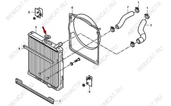 На схеме изображена крышка радиатора Landwind X6, 1300011DL