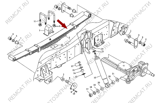 На схеме изображен лист передней рессоры Foton 1039/1049C - коренной, 1104929200005