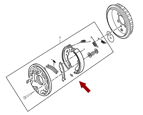 На схеме изображен механизм стояночного (ручного) тормоза JMC 1052, в сборе, 350710003