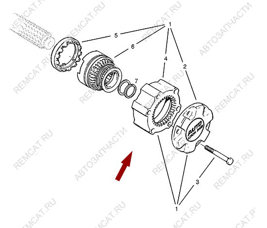 На схеме изображена муфта свободного хода (ХАБ) Landwind X6 - механическая, 3501300DL