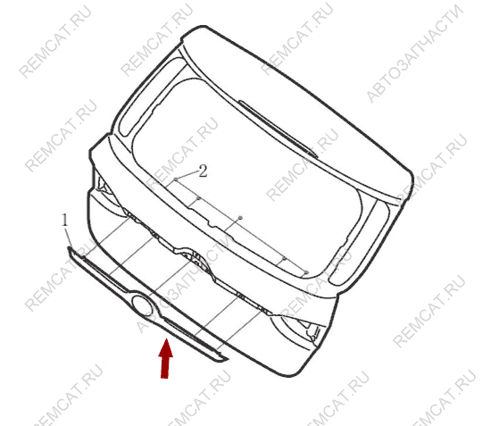 На схеме изображена накладка крышки багажника Brilliance V5 - хром, 4566050