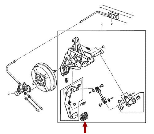 На схеме изображен накладка педали тормоза и сцепления JMC 1051, 3504102A