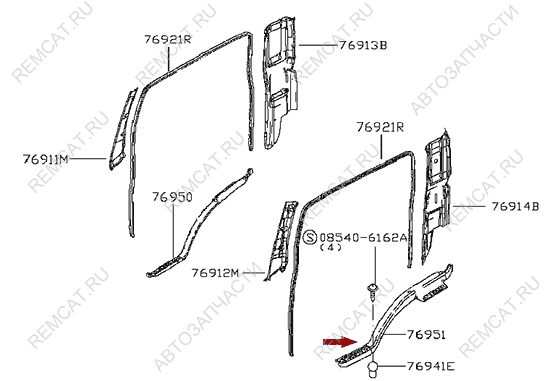 На схеме изображена накладка порога кабины Ниссан Кабстар (Nissan Cabstar) - левая, 76952MB40A