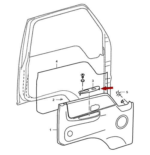 На схеме изображена накладка ручки двери JMC 1052 под кнопки - левая, 610203231