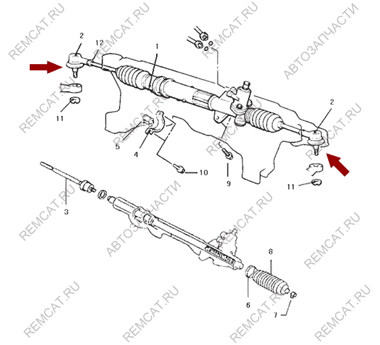 На схеме изображен наконечник рулевой тяги Brilliance M1, M2, комплект, 341100131KIT