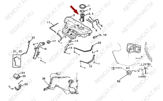 На схеме изображен насос топливный Brilliance V5, погружной, 3103497