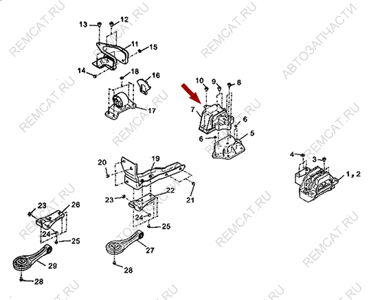 На схеме изображена опора двигателя Brilliance (Бриллианс) V5 – левая, 4084011