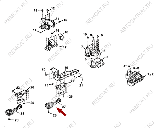 На схеме изображена опора двигателя Brilliance (Бриллианс) V5 – задняя, 4084861