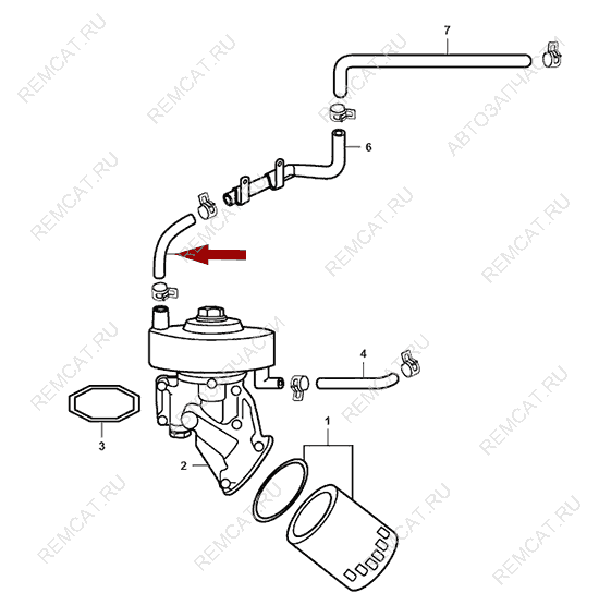 На схеме изображен патрубок маслоохладителя JMC 1052 - вход, 1012013DLC1