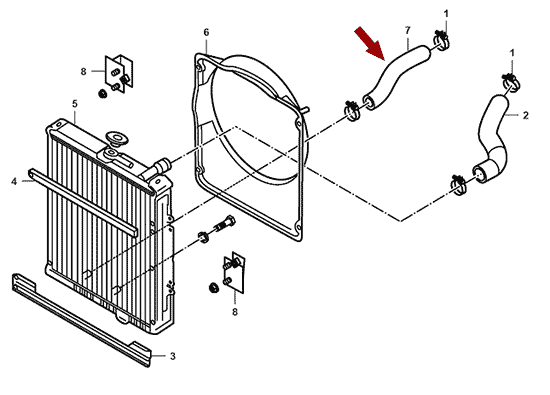 На схеме изображен патрубок радиатора JMC Baodian - нижний, 1303101DB