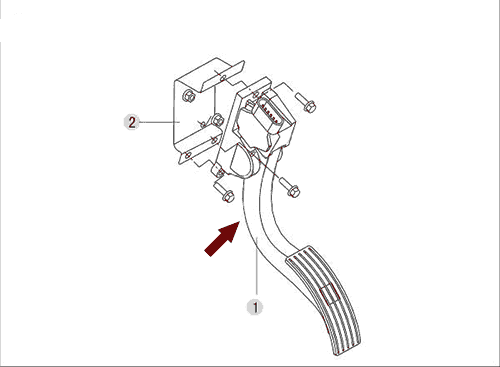 На схеме изображена педаль акселератора (газа) JMC 1051, 110820029