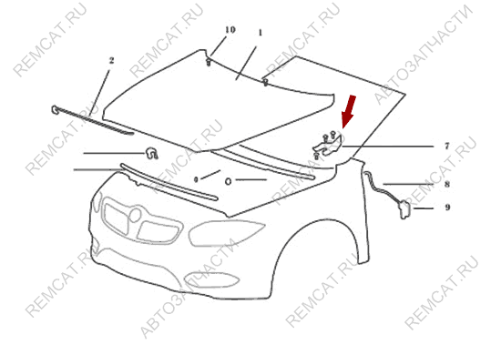 На схеме изображена петля капота Brilliance V5 – левая, 4559101