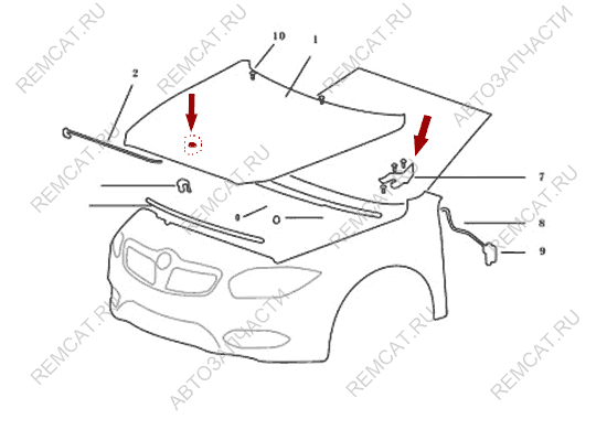 На схеме изображена петля капота Brilliance V5 – правая, 4559100