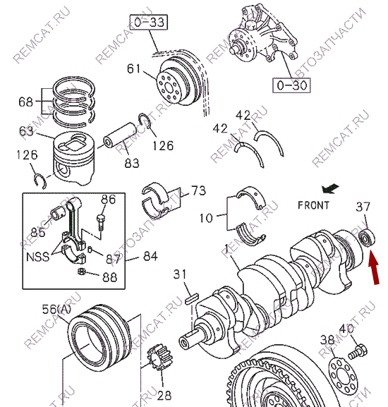 На схеме изображен подшипник коленвала ISUZU NKR55, 9000906790