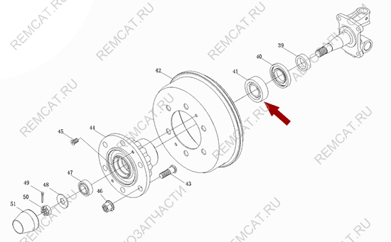 На схеме изображен подшипник передней ступицы Foton 1039/1049C - внутренний, Q32210