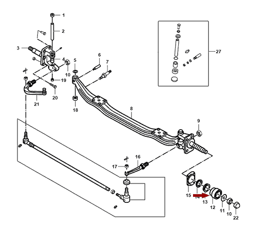 На схеме изображен подшипник передней ступицы  JMC 1052 - наружный, 32207(GB/T297)