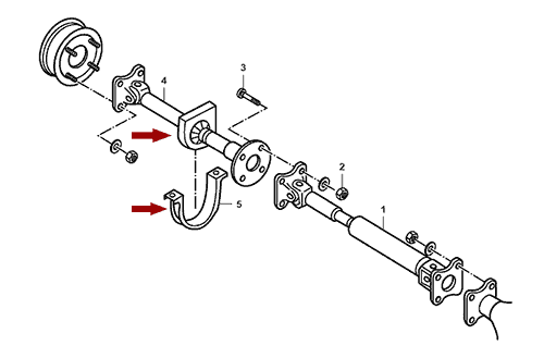 На схеме изображен подшипник подвесной карданного вала JMC 1052, (со скобой), 2200014A1