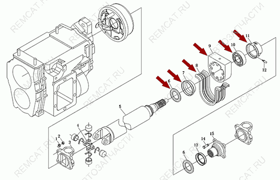 На схеме изображен подшипник подвесной карданного вала Foton 1049C, (со скобой), 1049E2F12201010