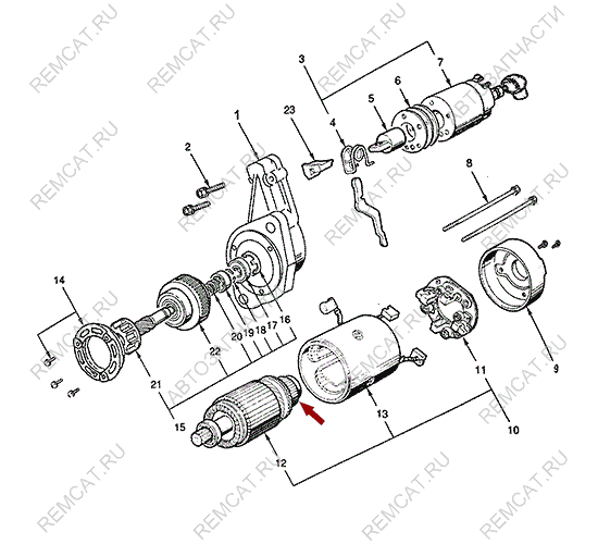 На схеме изображен подшипник стартера JMC 1032 - задний, 608RS