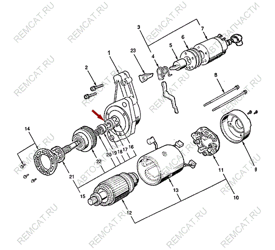 На схеме изображен подшипник стартера JMC 1043 – передний, 604RS