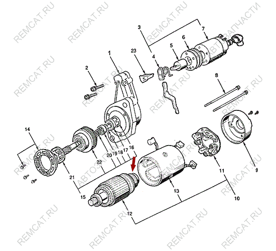 На схеме изображен подшипник стартера JMC 1043 - задний, 608RS