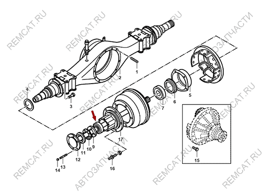 На схеме изображен подшипник задней ступицы JMC 1051 - наружный, 240010304