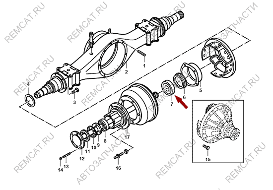 На схеме изображен подшипник задней ступицы JMC 1051 - внутренний, 240010204