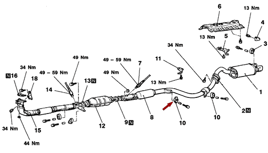 На схеме изображена подушка крепления крепления резонатора Brilliance M2 - задняя часть, 3017431