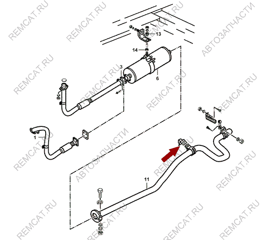 На схеме изображена подушка крепления выхлопной трубы JMC 1043, 1001430А