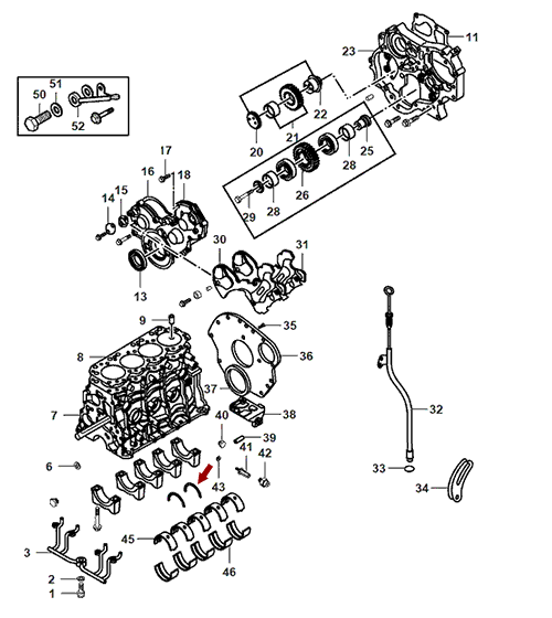 На схеме изображены полукольца коленвала JMC 1043 (STD), 2 шт, к-т, 1002014BB