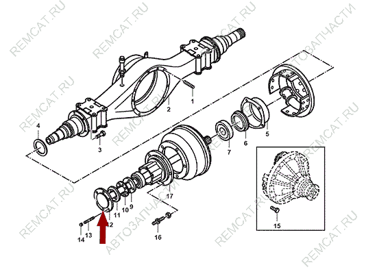 На схеме изображена полуось JMC 1051 - задняя, 240010813