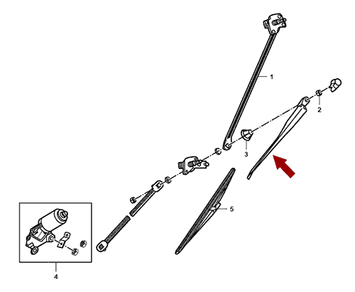 На схеме изображен поводок стеколоочистителя (дворника) JMC 1043, в сборе, 374120002