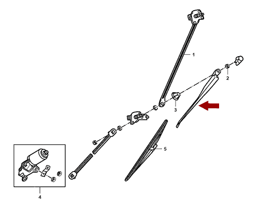 На схеме изображен поводок стеколоочистителя (дворника) JMC 1052, в сборе, 374120002