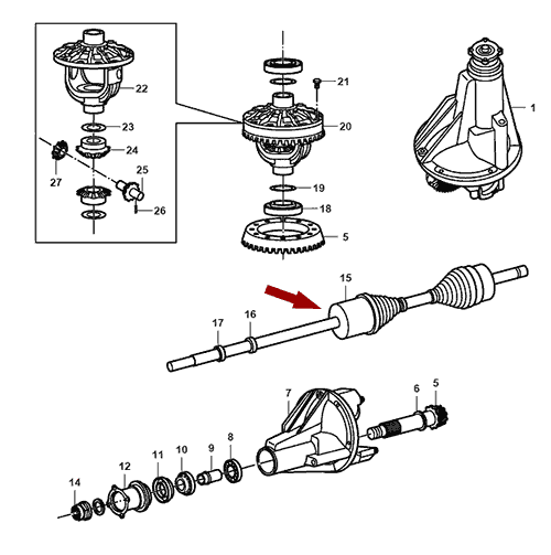 На схеме изображен привод переднего колеса JMC Baodian, в сборе - левый, 230313001B