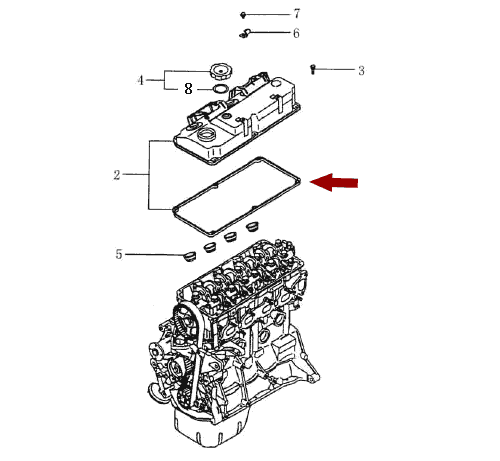 На схеме изображена прокладка клапанной крышки Brilliance M2, DAMD194294