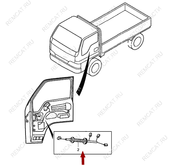 На схеме изображена проводка (жгут) водительской двери JMC 1051 Евро 3, 374810003