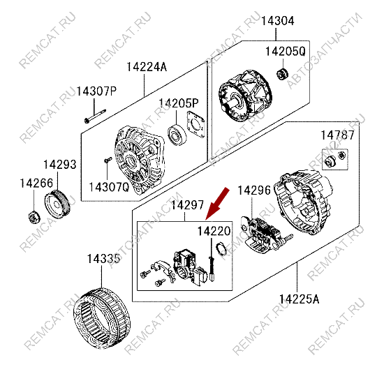 На схеме изображен реле – регулятор генератора Brilliance M2, DALD343562KIT