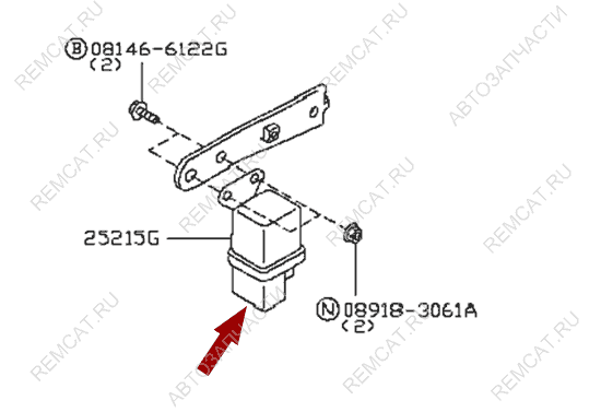 На схеме изображено реле свечей накала Ниссан Кабстар (Nissan Cabstar), 2523018A0A