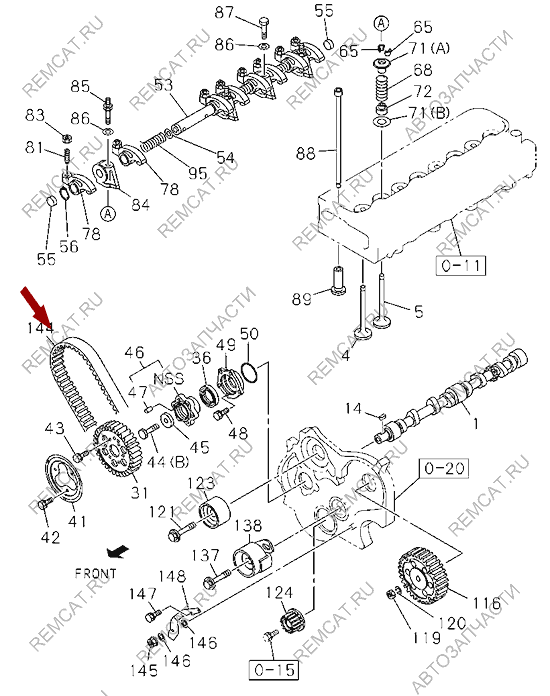 На схеме изображен ремень ГРМ ISUZU NKR55 (без меток), 8943806790