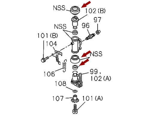 На схеме изображен ремкомплект тормозного цилиндра ISUZU NQR75/NPR75 - задний, Китай, 5878320510