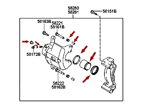 На схеме изображен ремкомплект заднего тормозного суппорта Landwind X6, (поршень+резинки), 3624071RL