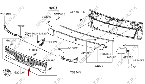 На схеме изображена решётка радиатора Ниссан Кабстар (Nissan Cabstar), F2320MB4HC