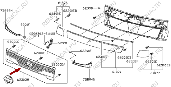 На схеме изображена решётка радиатора Ниссан Кабстар (Nissan Cabstar), F2320MB4HA