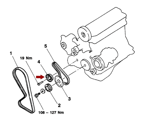 На схеме изображен ролик балансировочного ремня Brilliance M1 - натяжной, MD182537