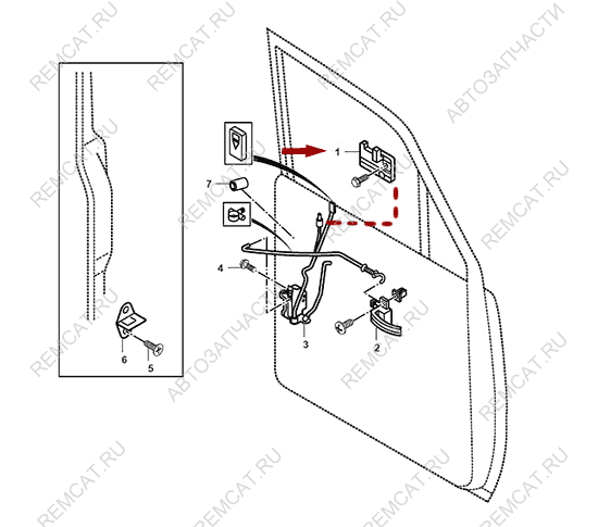 На схеме изображена ручка наружная передней двери JMC Baodian - левая, 6105140D