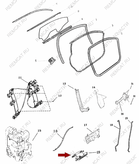 На схеме изображена ручка передней левой двери Brilliance V5 (Бриллианс В5) – наружная (хром), 3421999R